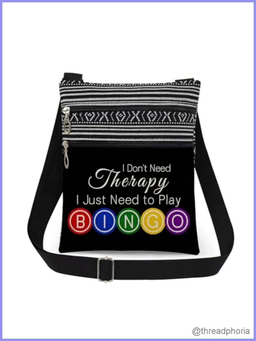 Bingo Crossbody Bag Dual Pocket Adjustable Strap Polyester